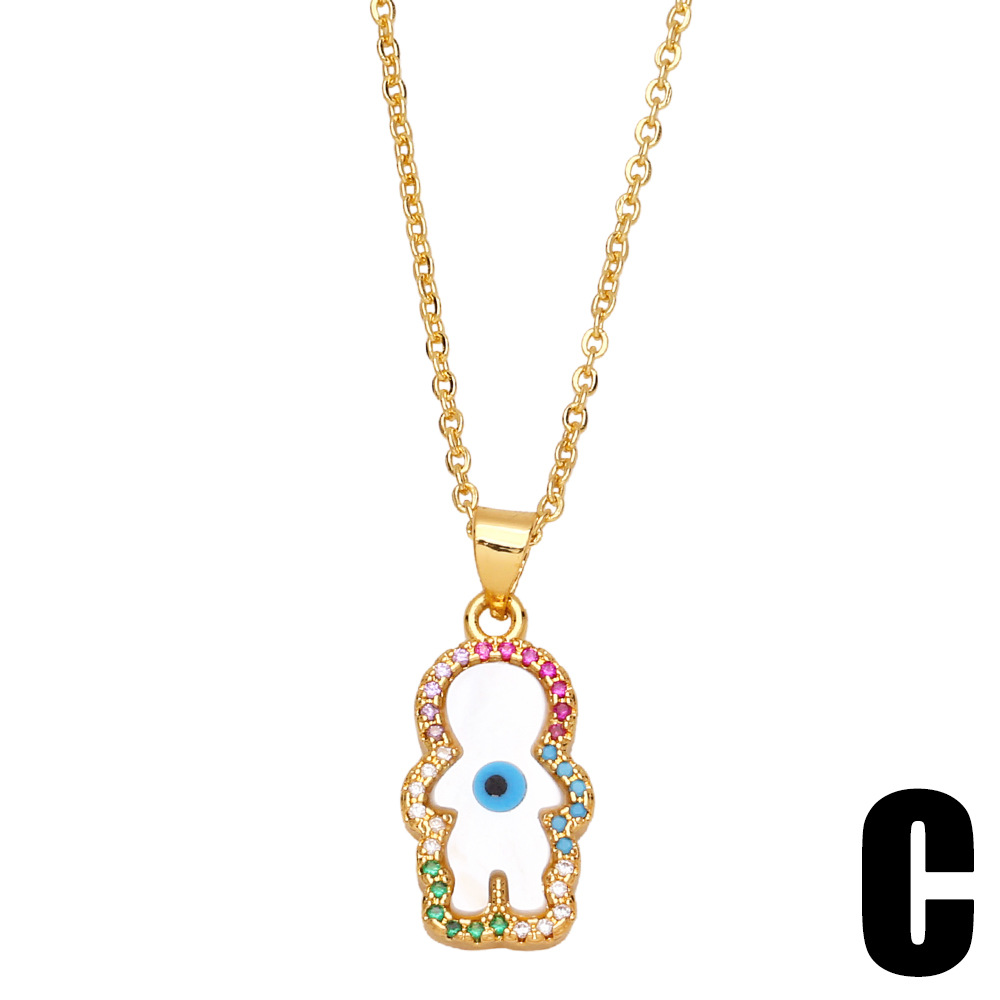 fashion palm eye pendant necklace creative colored diamond devilu0027s eye copper necklace