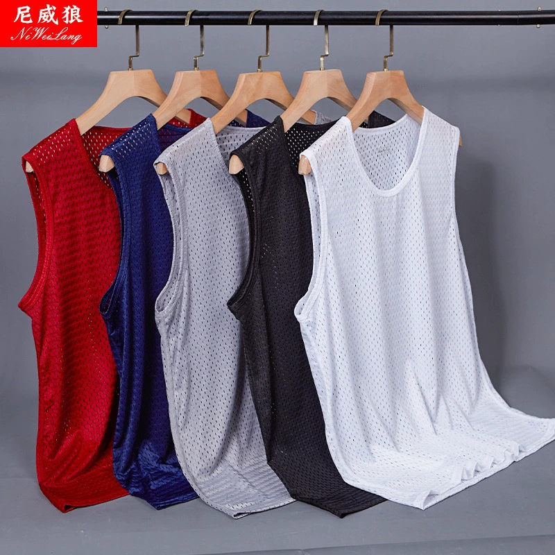 尼威狼 Silk breathable sports vest with a round collar sleevless, custom-made