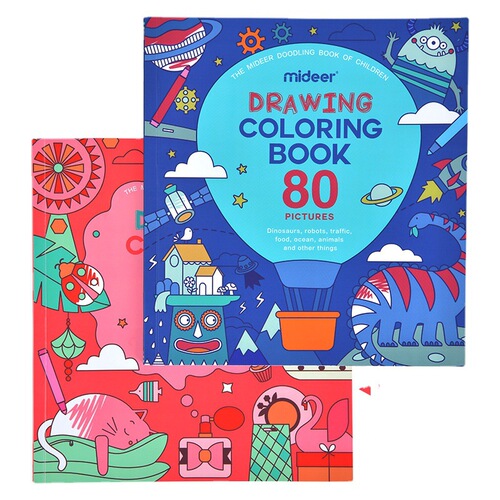 mideer Milu children's basic cognitive picture book for girls and boys, two coloring books that are durable and easy to draw and take with you