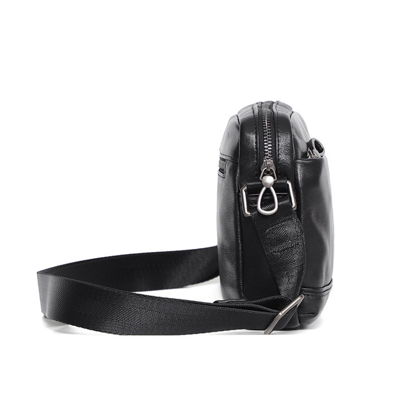 Túi đeo chéo nam da bò thật kiểu vuông nhỏ 29×11×17 cm — Màu đen chi tiết 8