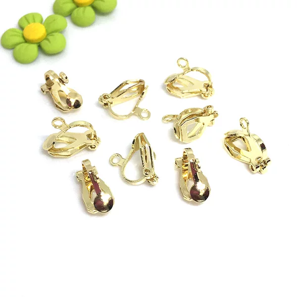 DIY Earring Accessories Copper Gold-Plated Triangle Ear Clips No-Piercing Painless Ear Studs Convert to Ear Clips Materials Wholesale