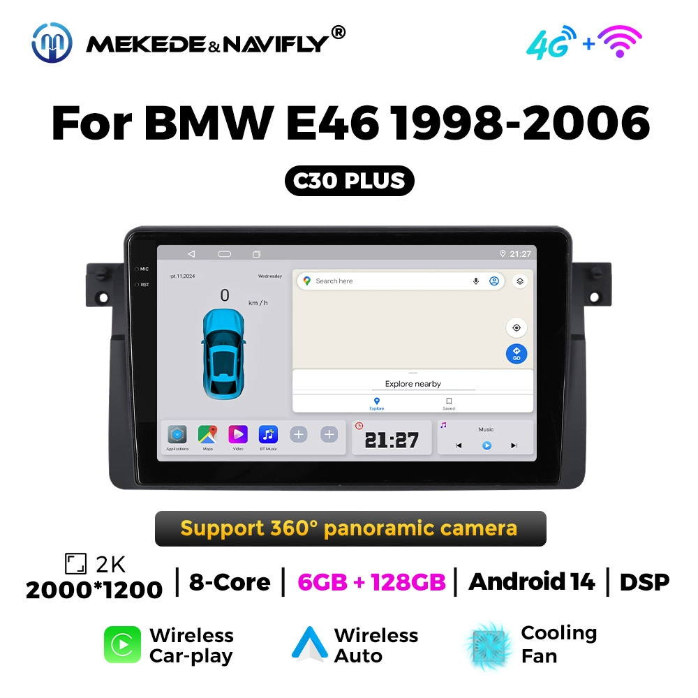 Подходит для BMW E46 1998-2006 — Android центральный блок с большим экраном, автомобильная навигация, радиопанель, CarPlay