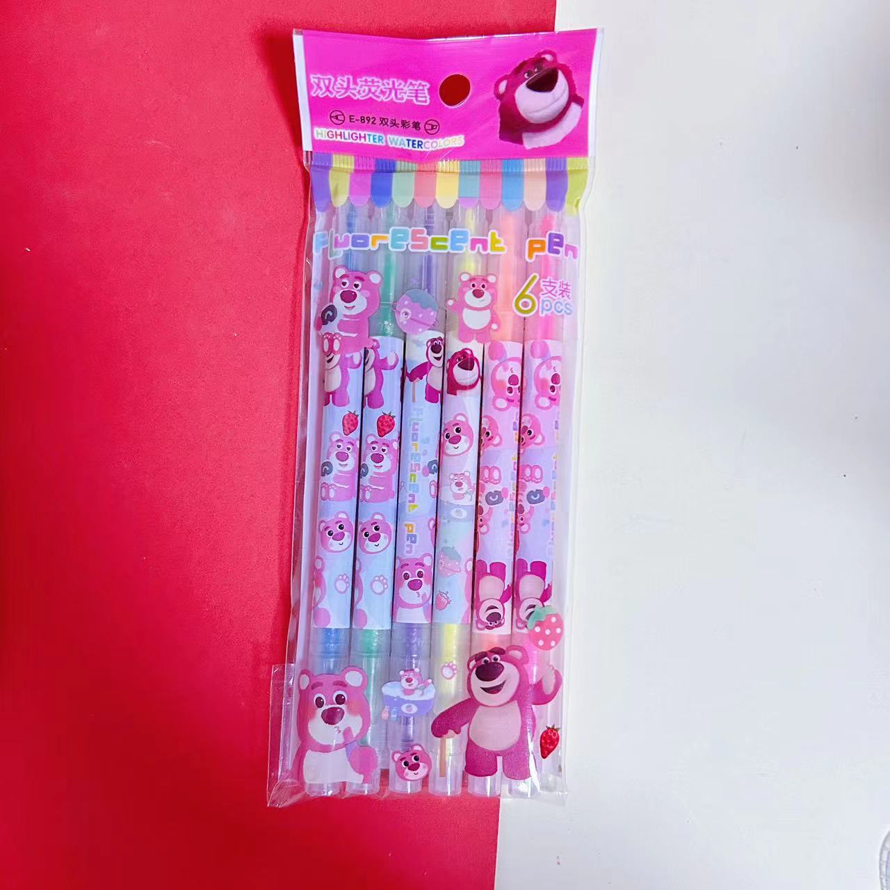 Marcadores de texto Sanrio con diseño de mascotas, marcadores de texto Kuromi de alta calidad para estudiantes, marcadores de texto de gran capacidad, juego de 6.