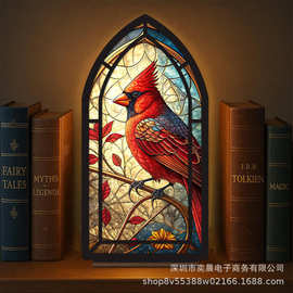 跨境新品Book Nook红鸟圣诞树书架装饰摆件家居圣诞节氛围装饰品