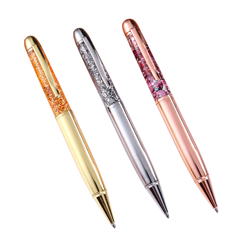 Suministro directo de fábrica pluma de cristal de aceite suspensión creativa bolígrafo Quicksand pluma metal regalo pluma publicidad pluma letras