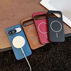 适用谷歌Pixel 10疯马纹细圈磁吸手机壳pixel6a/7/8/9A皮革保护套