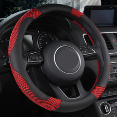 XF621丹尼皮透氣網汽車四季方向盤套 環保運動把套 白內圈
