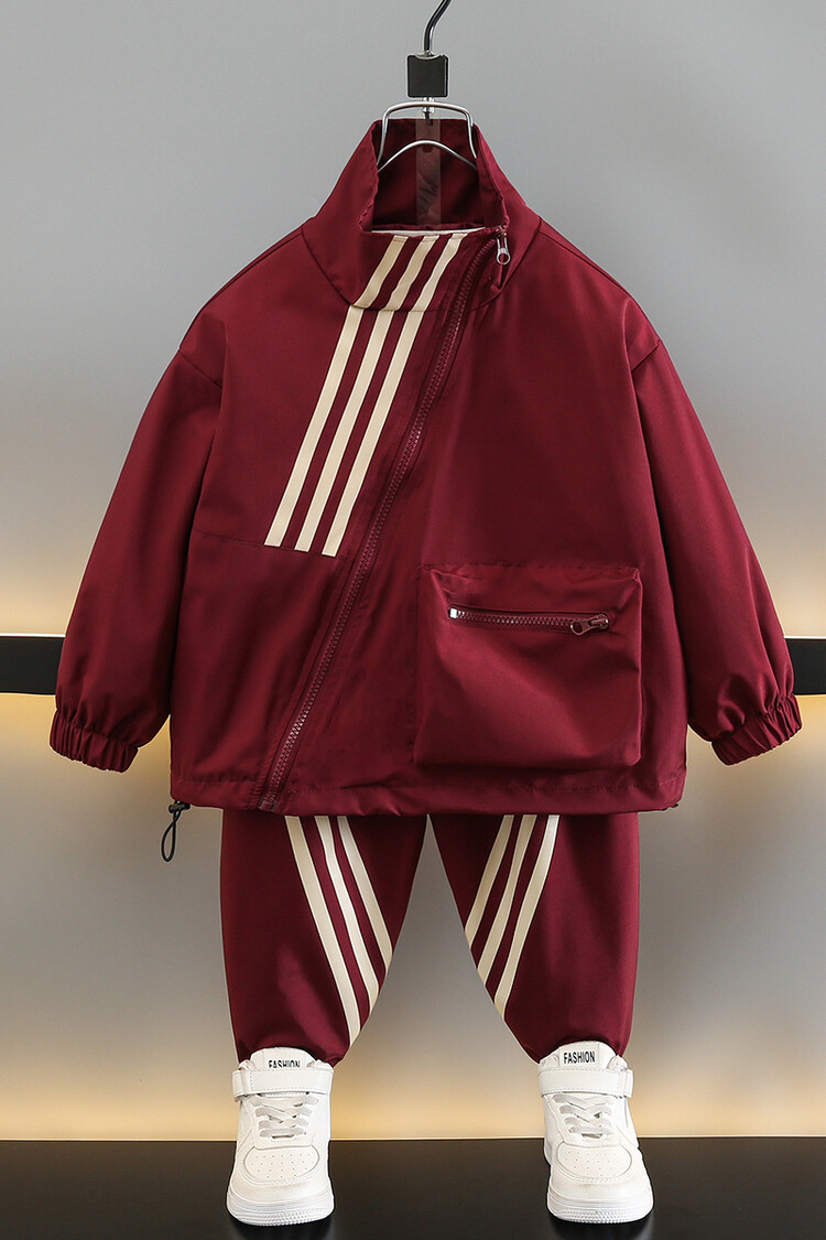 Boys diagonal zipper strip set, spring autumn clothing, children's handsome and trendy fashion, popular online_voghion.com
