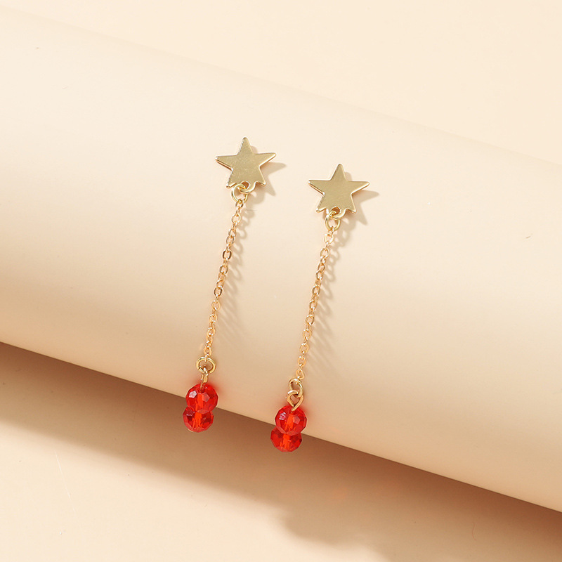 Five-pointed Star Tassel Earrings display picture 2