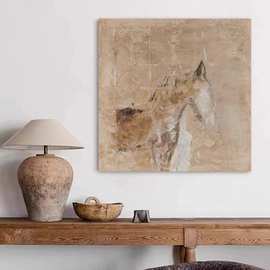 《逐马》玄关侘寂风肌理抽象挂画客厅玄关卧室简约背景墙装饰画