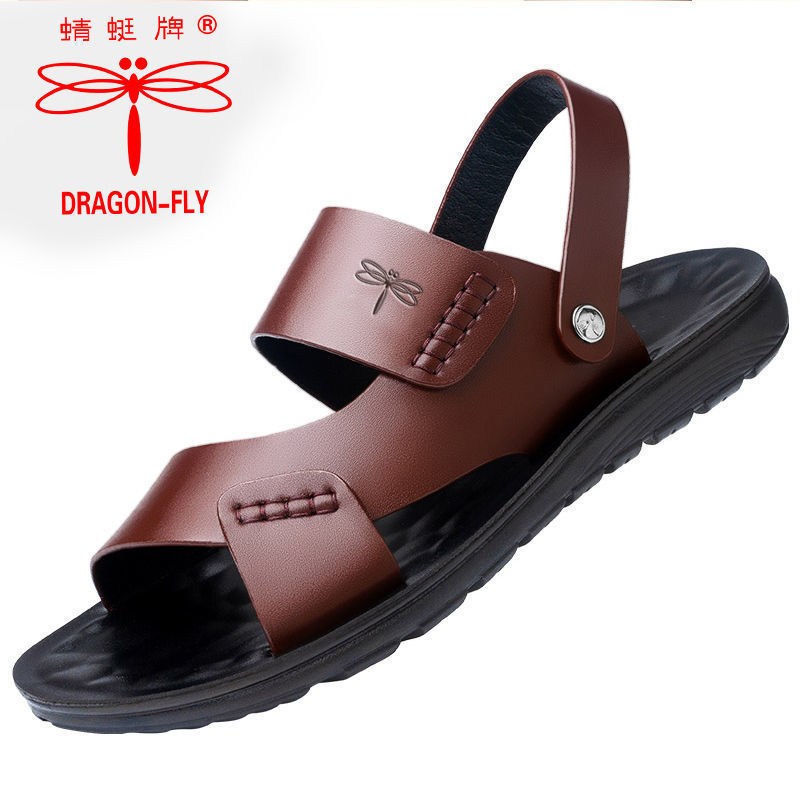 [100%本革] Dragonfly ブランドサンダルメンズビーチシューズメンズサマーレザーサンダルメンズノンスリップカジュアルスリッパメンズ|undefined