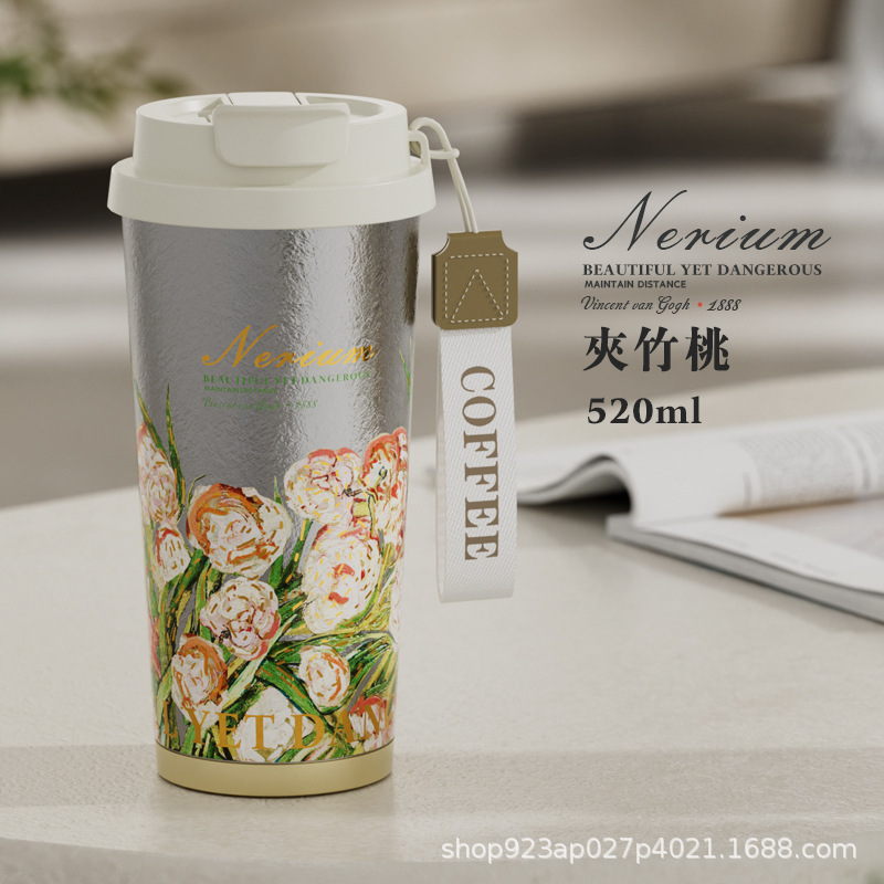 2025新款高颜值纯钛咖啡杯户外便携钛杯女轻奢铃兰保温杯双层钛杯|undefined