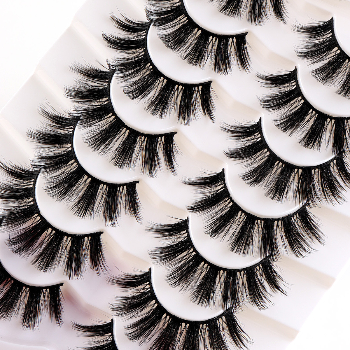 Fábrica al por mayor 7 pares de parillas de visón multicapa densa par de par de pelo desordenado par de parillas falsas cruzadas