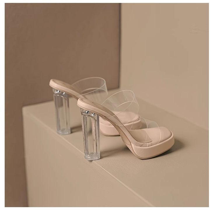 Transparent High Heels Wide Foot Wasteland Style Small Size High Heels Summer Net Infrared Wear New Chinese Style 2025 Sandals