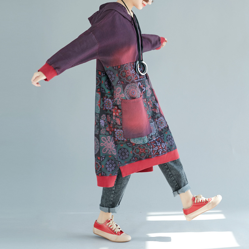 Sudadera con Capucha de Longitud Media Estampada Nueva Colección 2025, Talla Grande, Estilo Casual Lavado y Desgastado, Wanderings