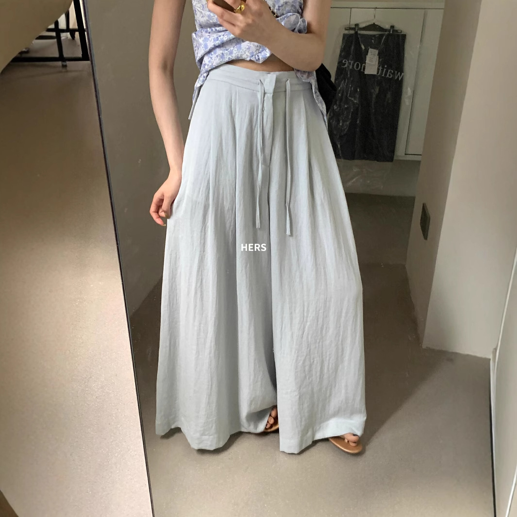 Liquidación no retornable, pantalones casuales de traje de cintura alta, versátiles, cómodos, suaves, para todos los días, pantalones de pierna ancha para mujer 20880 image 4