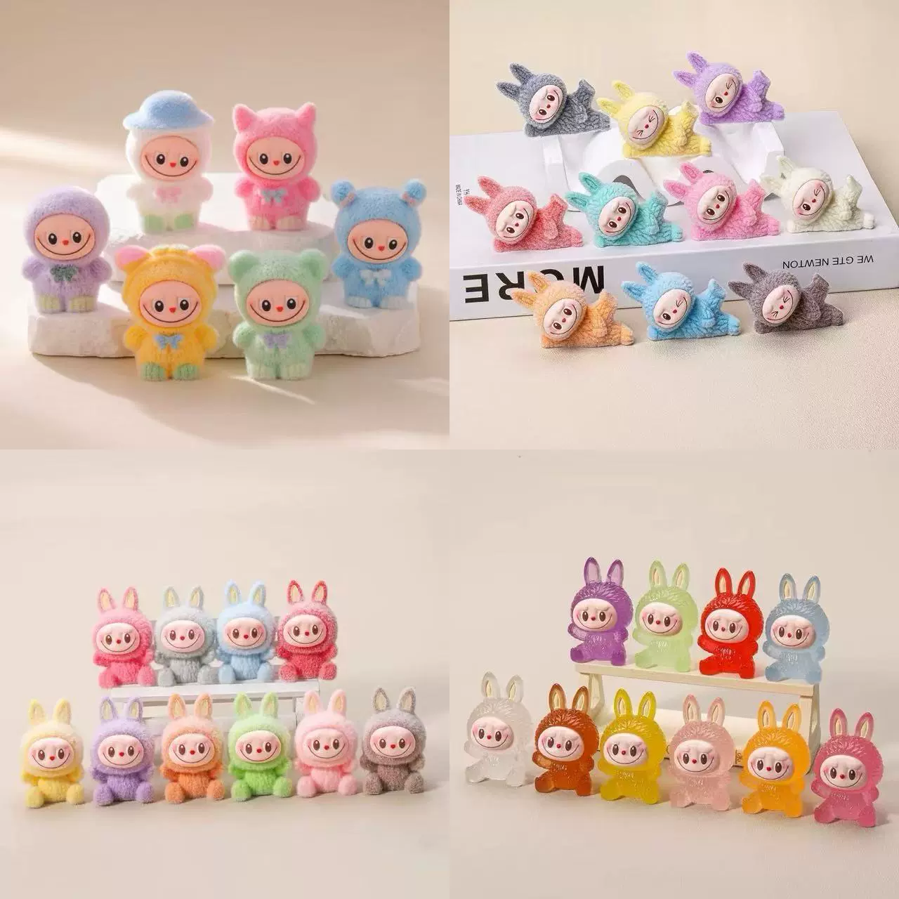抖音马卡龙植绒拉布可爱迷你公仔潮玩手办模型摆件盲袋挂件批发