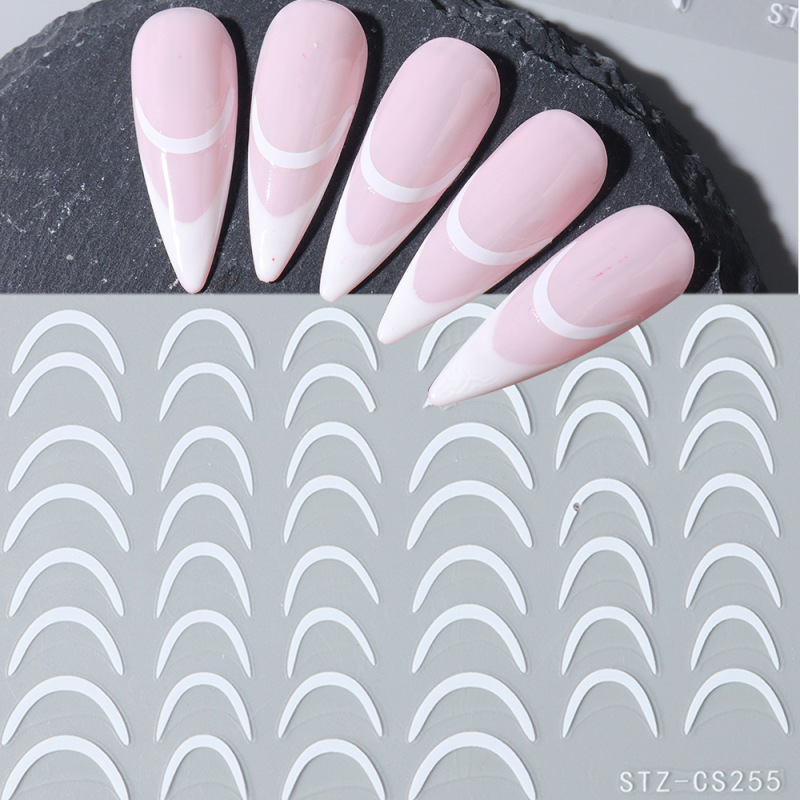 国境を越えた新しいネイルシール3dフランス笑顔三日月線にバックゴム爪に卸売りnailを貼る|undefined