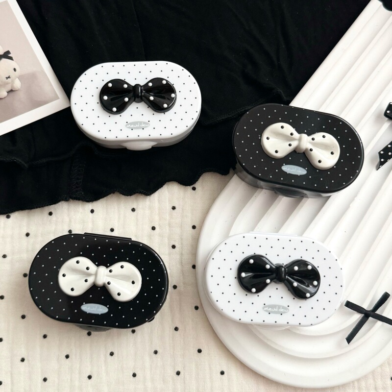 Instagram-style cute contact lens case with mirror, simple colored lens case, companion care box, polka dot B128-11