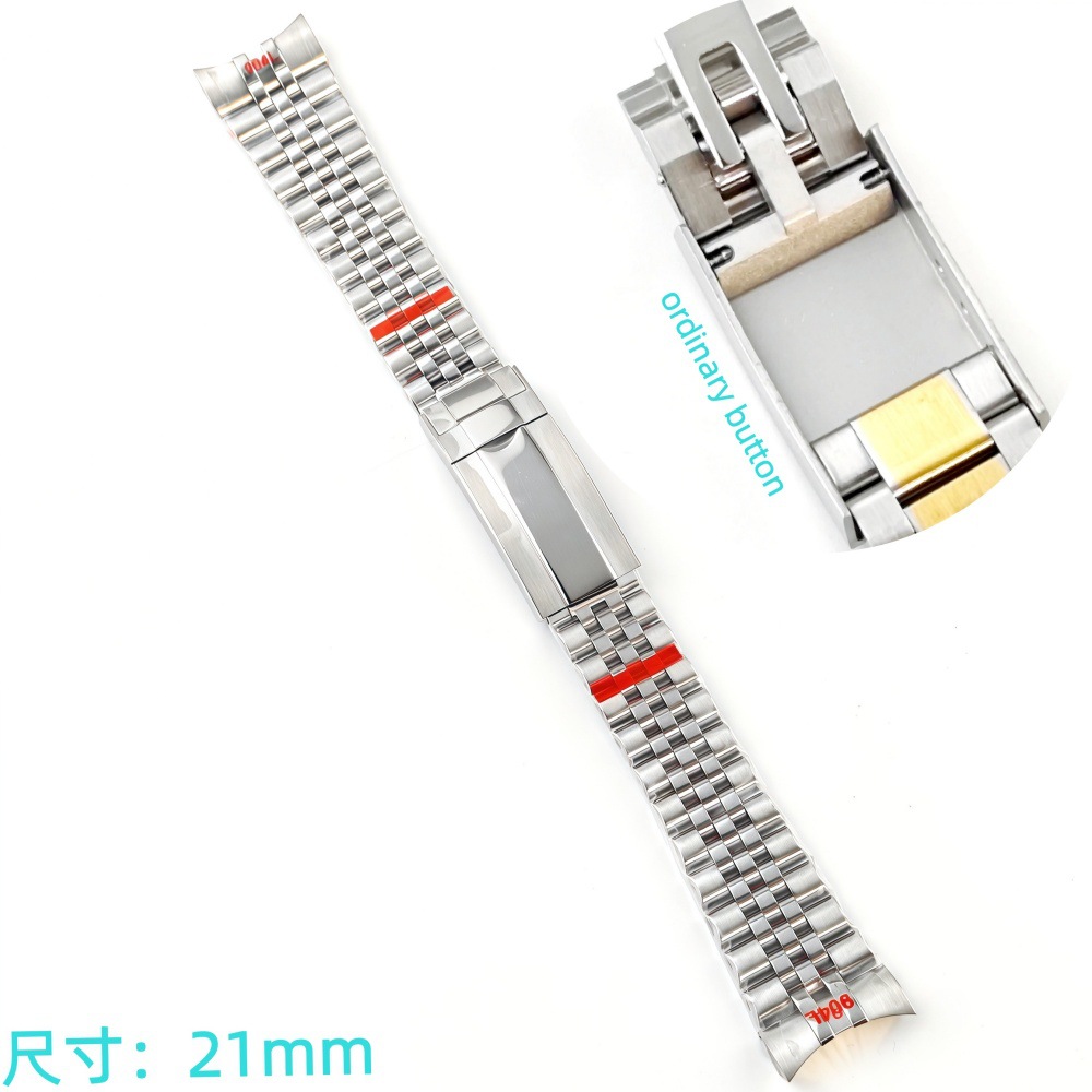 Correa de acero de ajuste fino pulsera de pulsera 21mm sólido de acero plegable accesorios de reloj Renacimiento