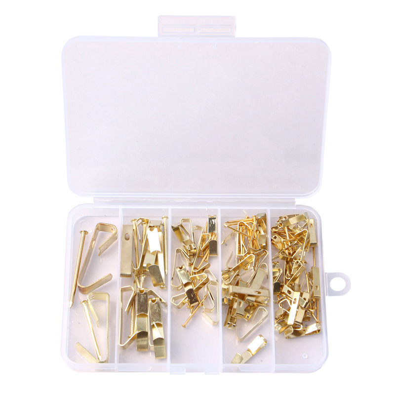 Cross-border hot sale photo frame hook 251-piece screwdriver 120-piece golden photo frame accessories silver mixed box