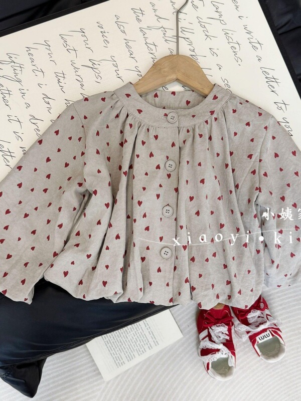 女童上衣春秋款2025新款森系衬衫女宝韩版泡泡袖女宝宝春秋季衬衣|undefined