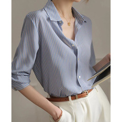 スポットメーカー卸売新しい婦人服春と秋の新しいルーズマルベリーシルク長袖シャツトップス女性