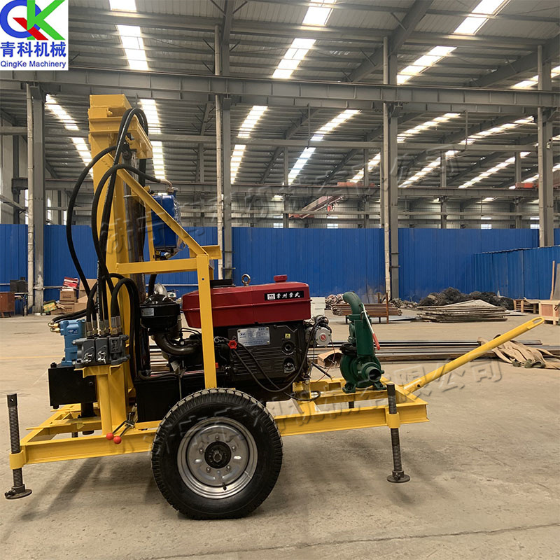 立式地质勘探钻机柴油机水井打眼取芯设备牵引式液压升降打井机