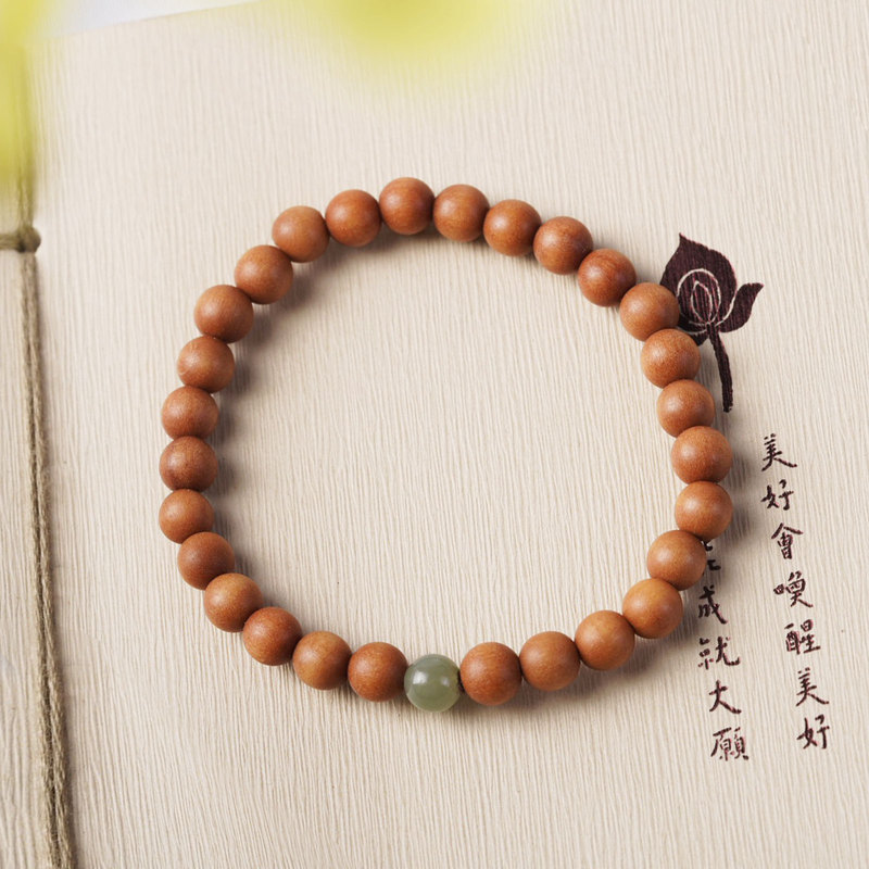 Simple Barbie Sandalwood 0.6 Round Beads Single Circle DIY Hetian Jade Bracelet for Men and Women Guofeng Buddha Beads Factory Outlet