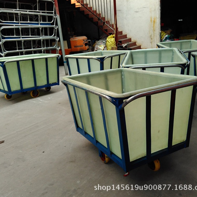 配车架易推玻璃钢装布车/纺织车间用配轮子玻璃钢内胆落布车