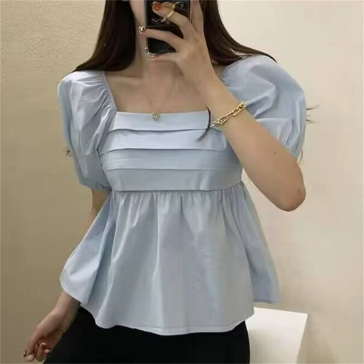 Летняя дизайнерская белая рубашка, открытые плечи, квадратный neckline, тренд сезона