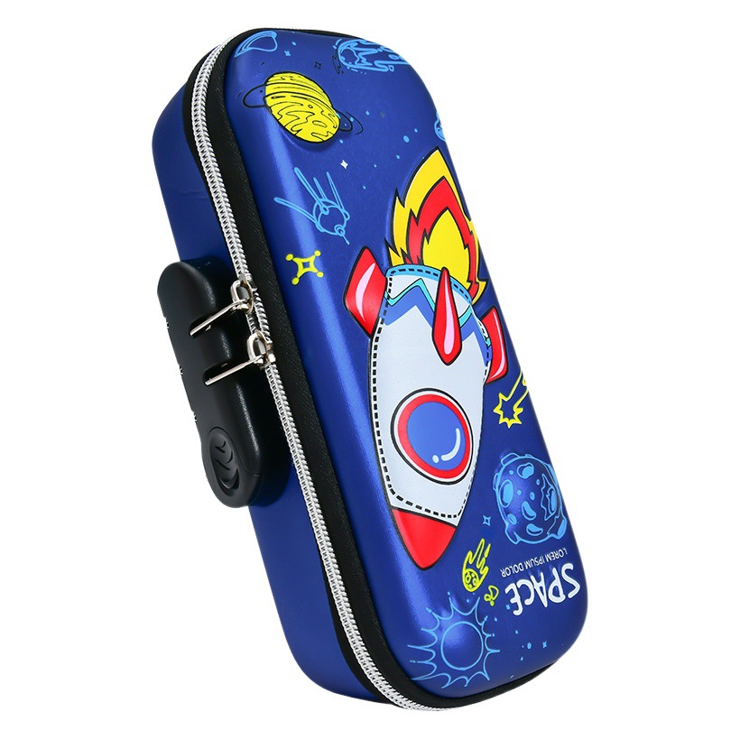 Caja de lápiz de bloqueo de contraseña de gran capacidad EVA3D caja de lápiz tridimensional contraseña cambiable jardín de infantes hombres y mujeres bolsa de lápiz lindo