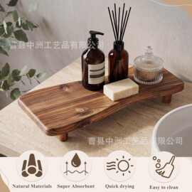 木质肥皂底座浴室台面水槽装饰皂液器支架现代农舍洗碗皂托盘
