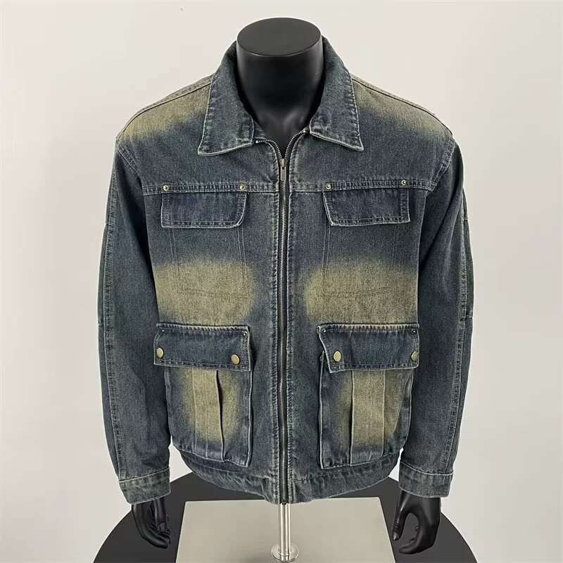 Трехмерная джинсовая куртка для отдыха, американский стиль, свободный крой