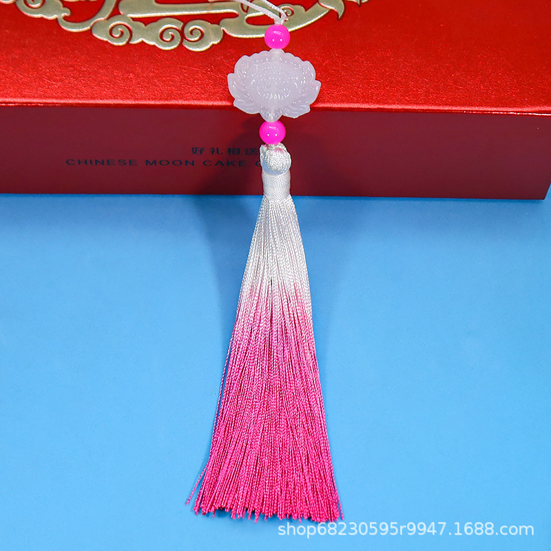 White Jade Lotus Gradient Tassel [Rose Red] 1 piece