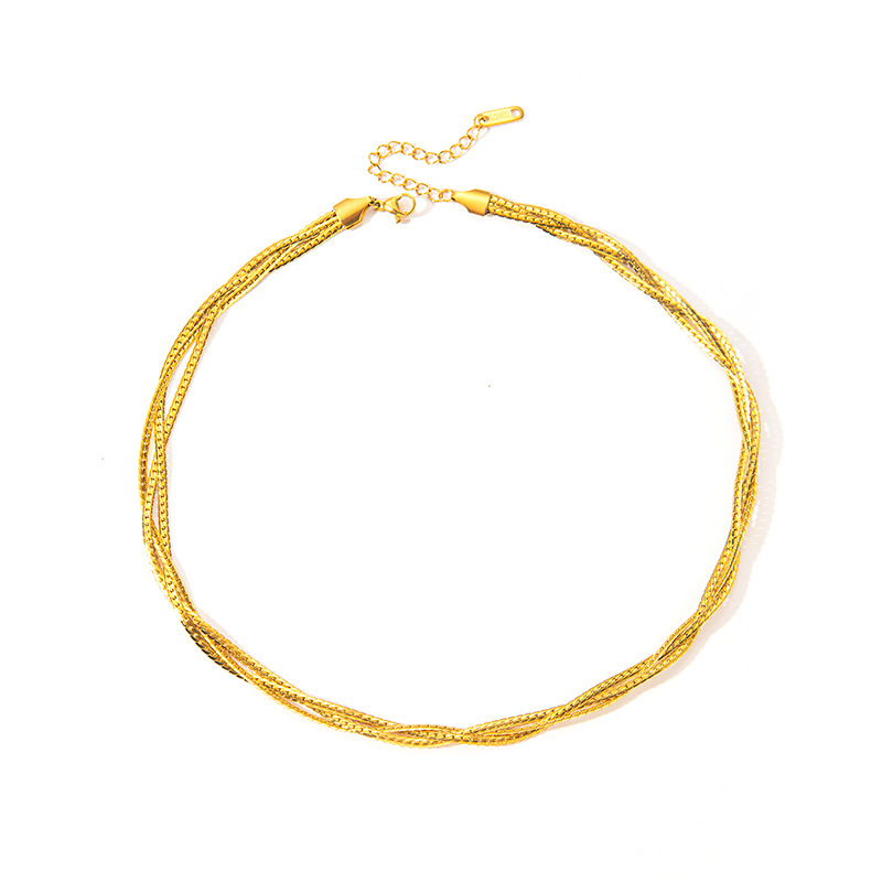 Joyería Al Por Mayor Elegante Color Sólido Acero Titanio Enchapado Collar Cadena De Clips Cadena De Cuerda Torcida display picture 19