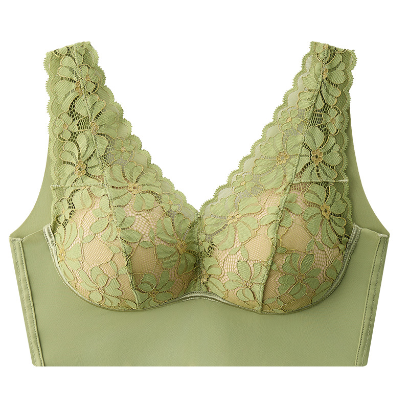Ropa interior de encaje de primavera y verano para mujeres cómodas y sin costuras, posavasos fijos, top de tubo sin anillo de acero, sujetador de espalda