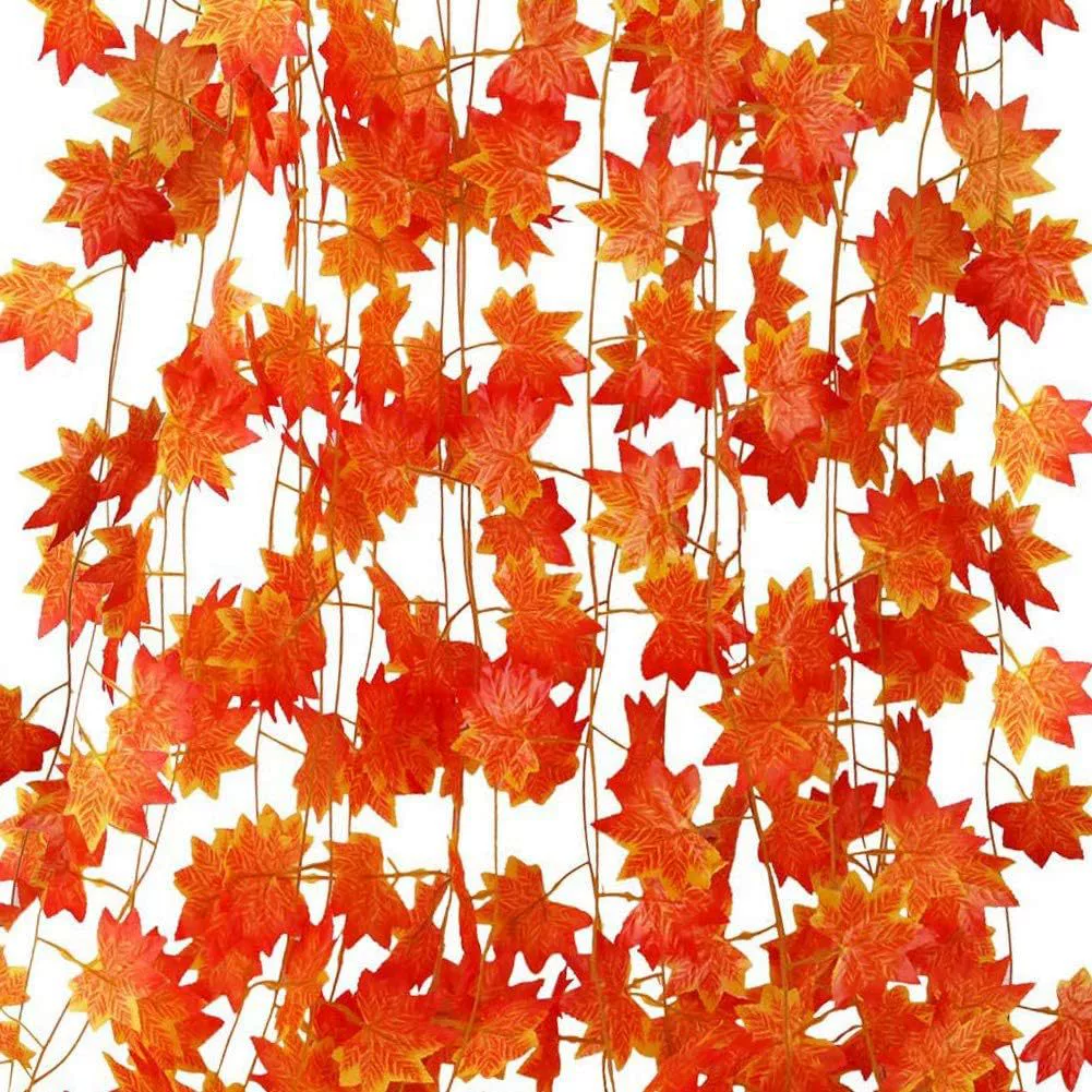 Imitation maple leaf Halloween autumn-colored vine tree leaf wedding decoration home ceiling wall hanging decoration red maple leaf vine
