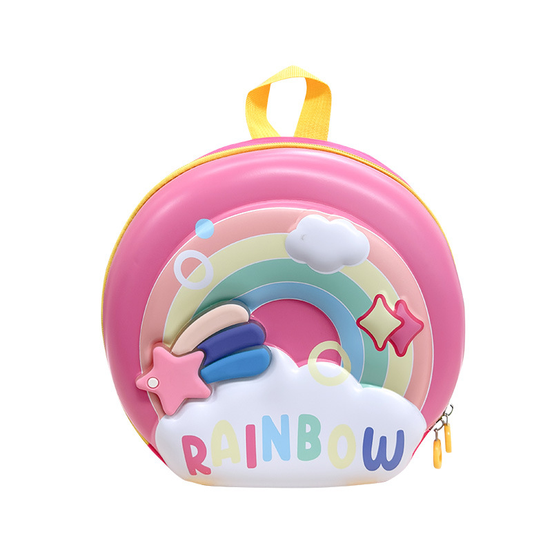 Mochila infantil de cáscara dura 3D dibujos animados lindos ponies arco iris mochila de niños y niñas luces brillantes de aire extranjero mochila de bebé