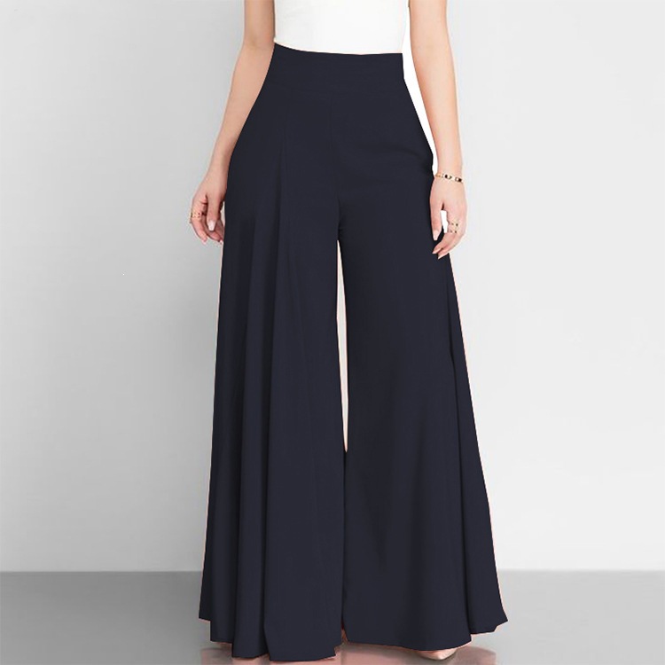 2026 Spring And Summer OL Women's Solid Color High Waist Wide Leg Pants Skinny Thin Casual Pants_ecoleips.com