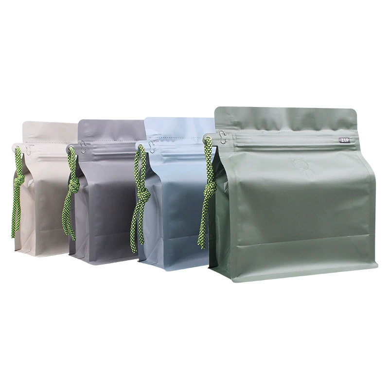Zhangfei 1-pound one-way valve coffee bag Morandi color eight-sided sealing aluminum foil self-standing coffee bean packaging bag