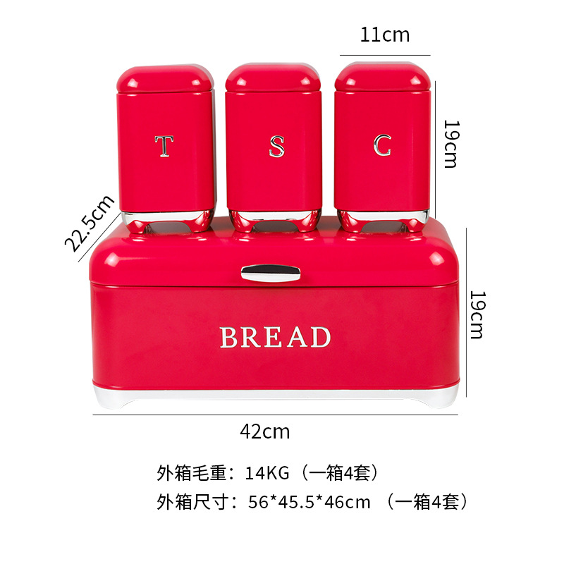 Caja de pan europea y americana transfronteriza Caja de pan retro para el hogar con caja de almacenamiento cuadrada plegable Caja de hierro Tanque de almacenamiento de cocina