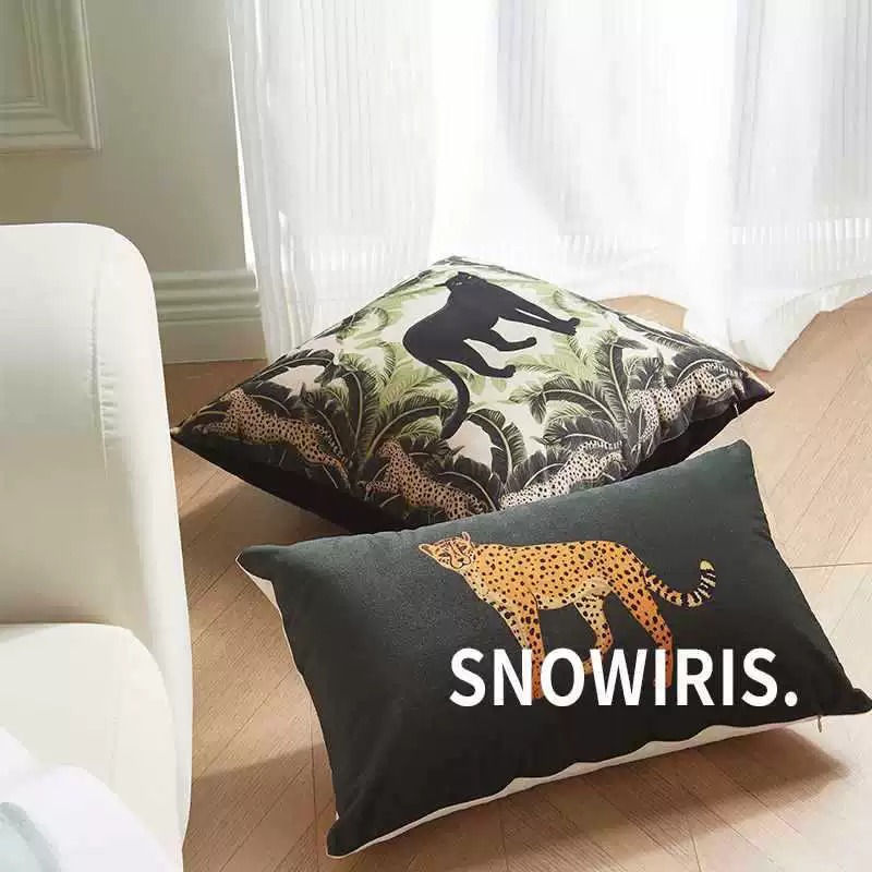 Pillow, retro sofa for bed, American style, leopard