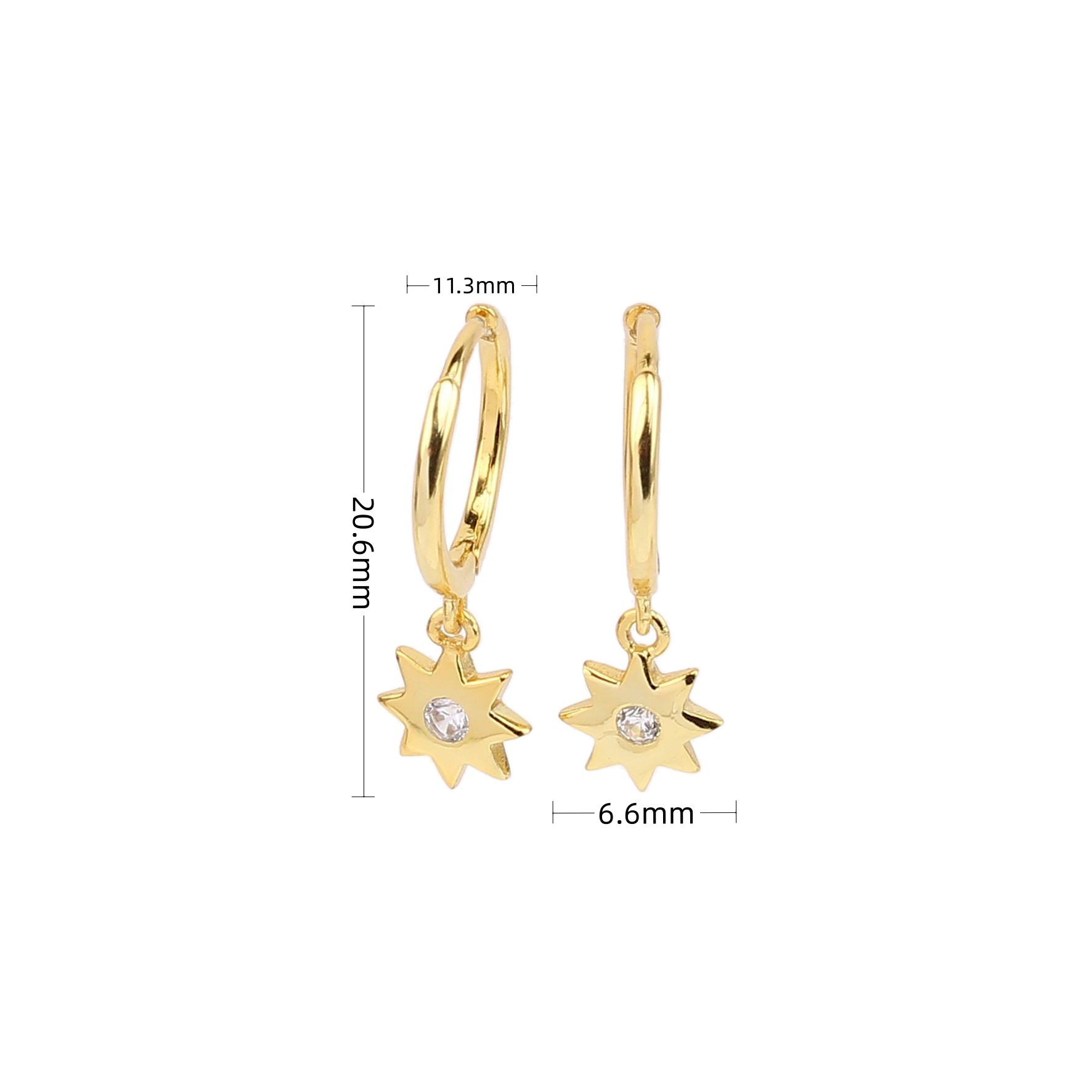 1 Pair Simple Style Star Plating Inlay Sterling Silver Zircon White Gold Plated Gold Plated Drop Earrings display picture 1
