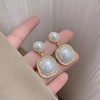 Silver needle, square universal earrings from pearl, silver 925 sample, internet celebrity, wholesale