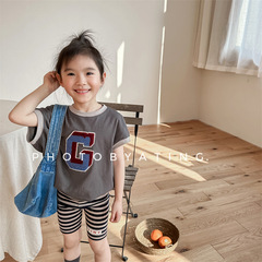 2024 children's clothing summer children's Korean short-sleeved towel embroidered T-shirt girls and boys bottoming shirt 123255