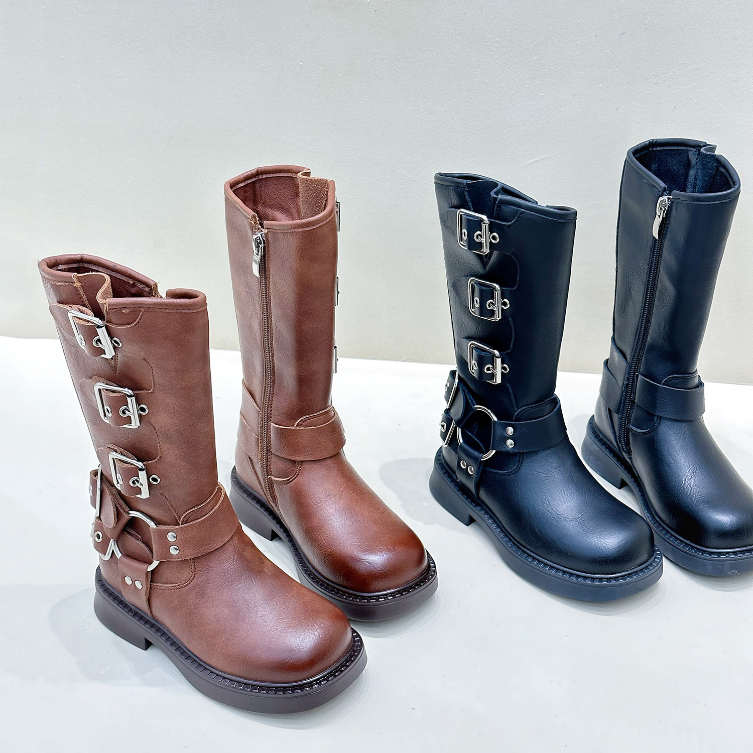 Internet Popular Children's Retro Knight Boots Autumn and Winter New Children's Shoes Girls' Long Boots Korean Fashion Girls High Boots