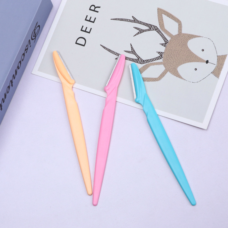 Principiante mango recto macro ceja trimmer seguridad principiante hembra raspador de cejas herramienta de belleza portátil afeitadora de cejas