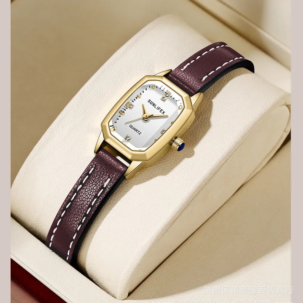 SUNLIFEX レディース ウォッチ カジュアル 通勤 多用途 コンパクト 中古 シンプル スクエア ベルト クォーツ時計 腕時計
