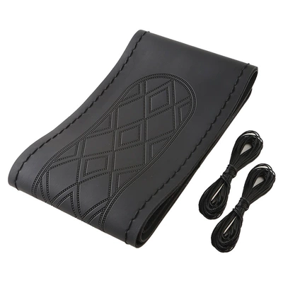 scented summer car hand-stitched steering Steering wheel cover - black-embossed-2-38cm